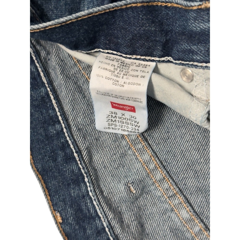 Wrangler Jeans Mens 38x30 Blue Relaxed Fit Straight Denim ZM100SW - Picture 6 of 6